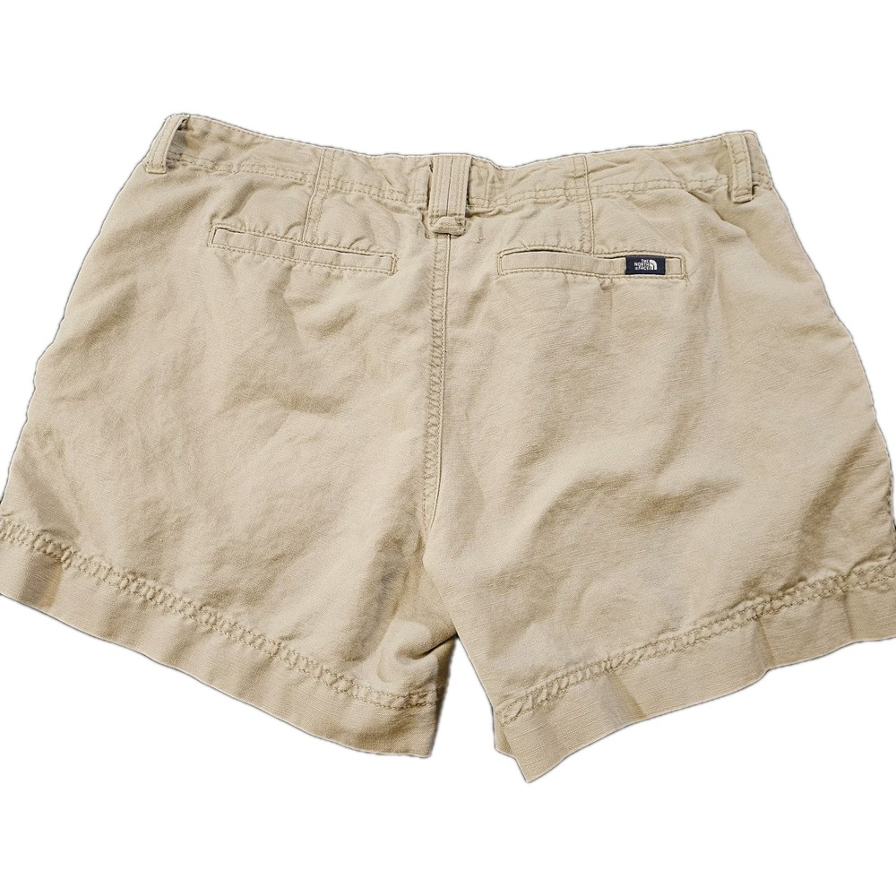 The North Face Linen Blend Womens Chino Beige Shorts SZ 8 Preppy Casual